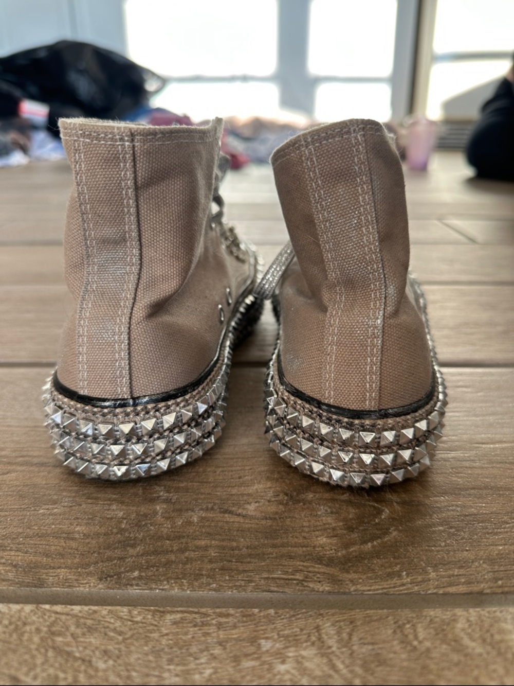 Nan-Ku couture Taupe Embellished High-Top Sneakers from Free People. - Picture 3 of 6